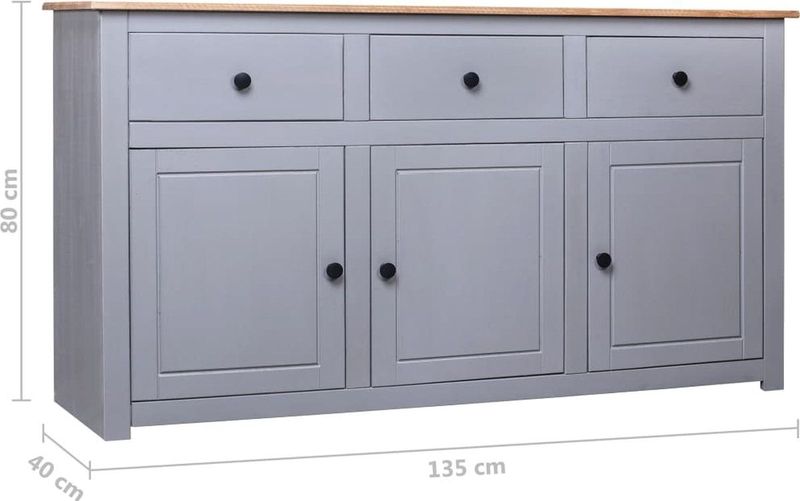 vidaXL - Dressoir Panama Range - Grijs - Massief Grenenhout - 3 Lades