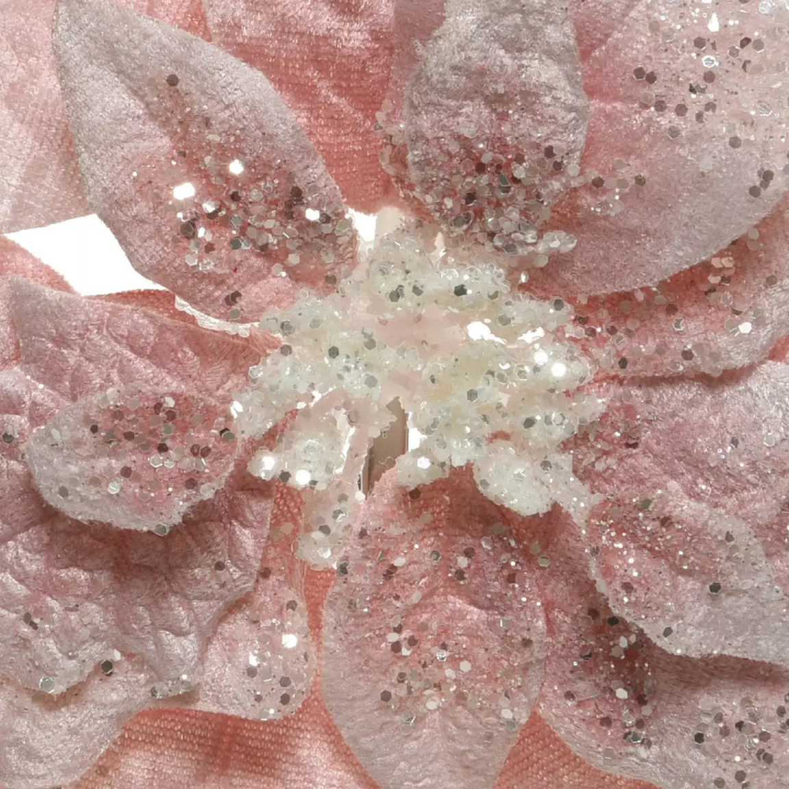 Poinsettia de Noël Velours sur clip (D22 cm) Rose poudré