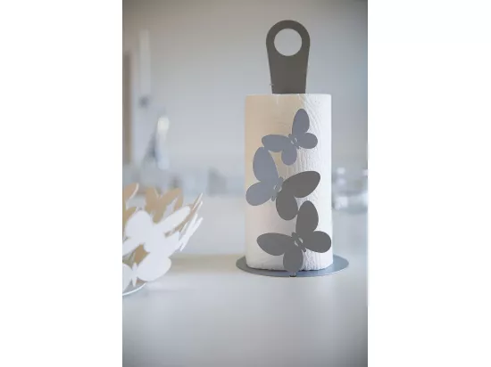 Porte-rouleau de table Butterfly Beige Fabriquée en Italie en acier, jusqu'à 3 rouleaux, style moderne pour cuisine