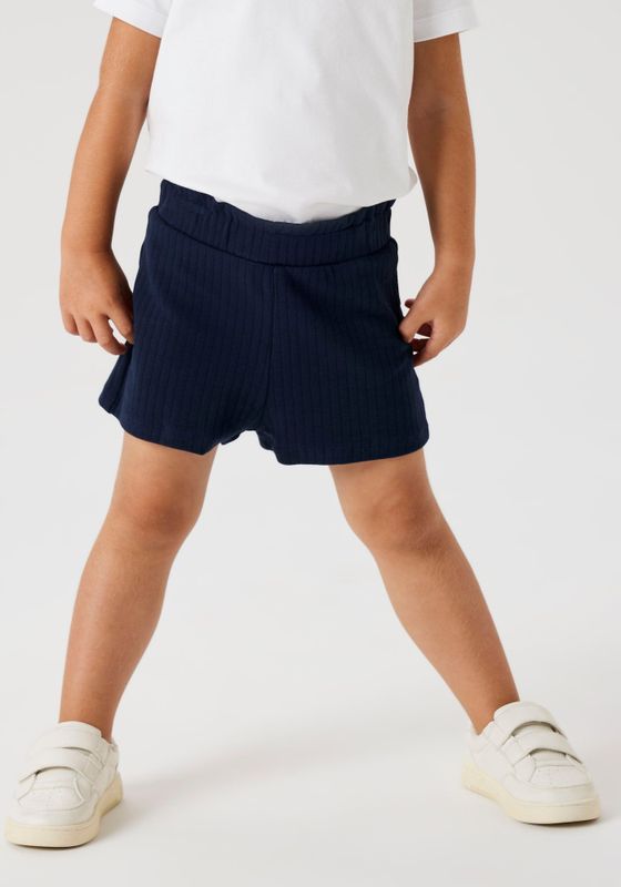 Ribgebreid Shorts - Beige - Ribstof - Verstelbare Taille
