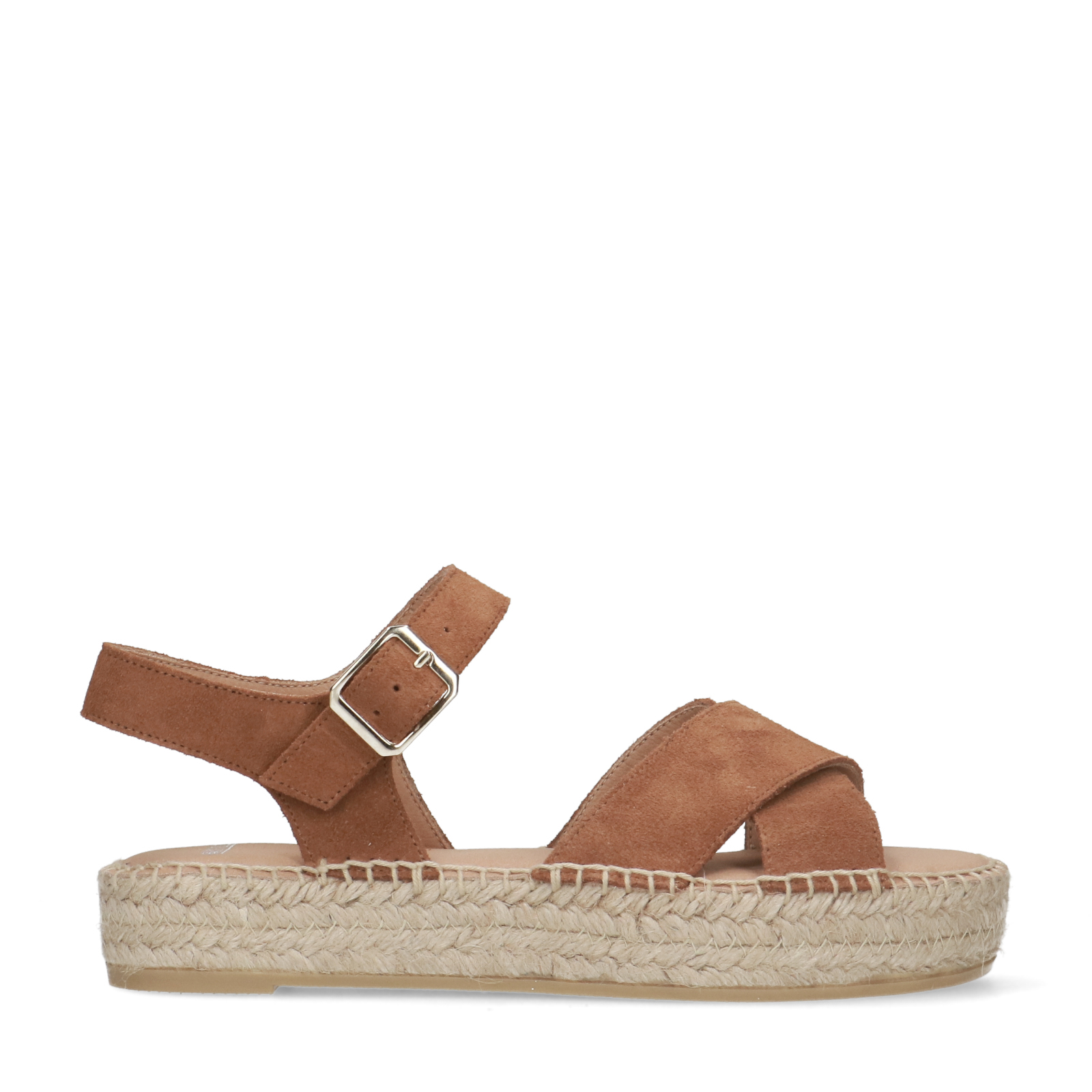 Cognac suède sandalen