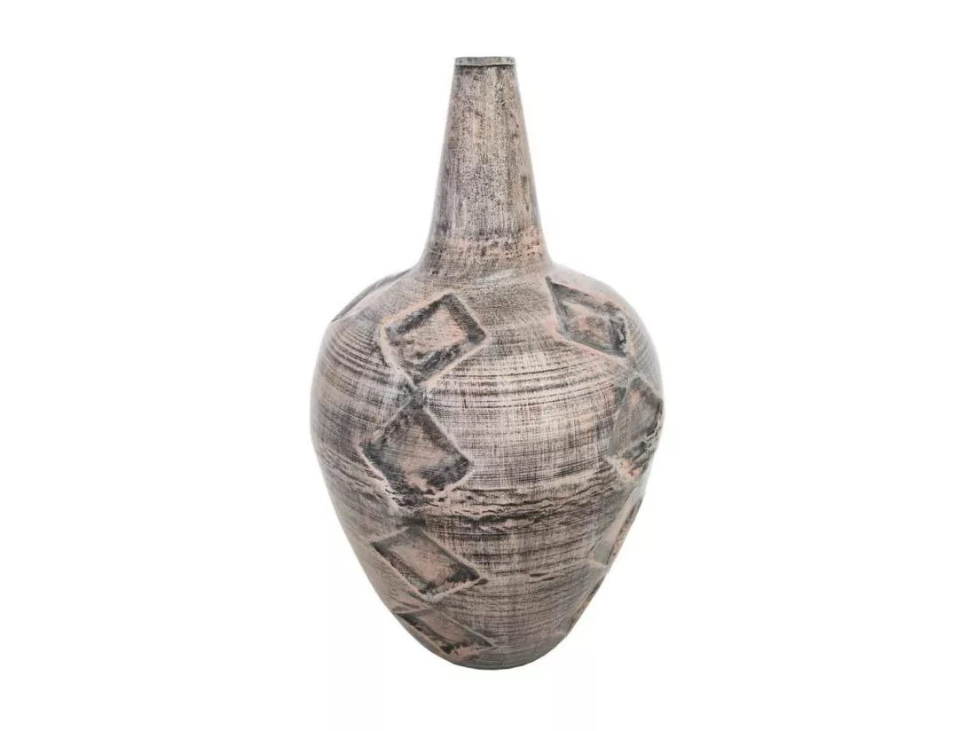 Vase en métal cuivré 30,5x30,5x50,5h