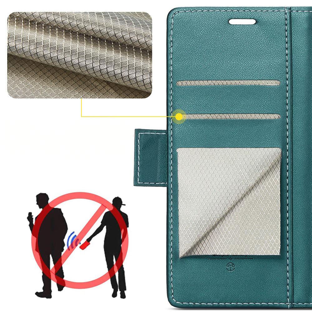 Samsung Galaxy A56 Leder Tasche Flip Wallet Etui mit Kartenfächern Litchi Look (RFID Schutz) - Grün