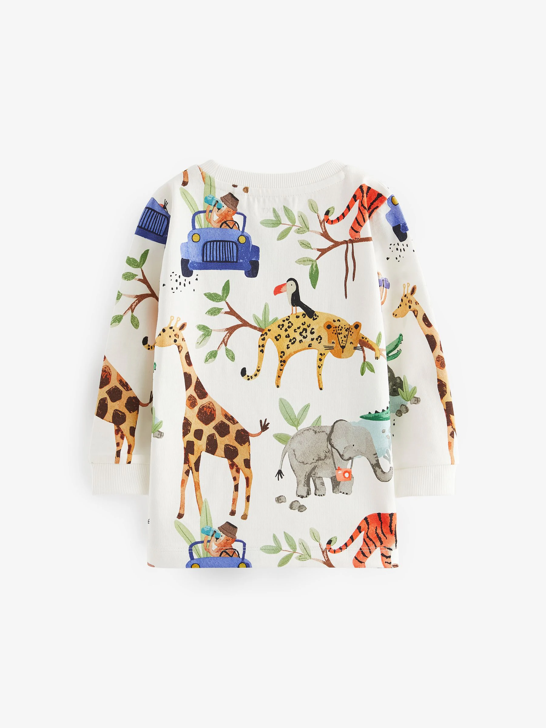 Blauw/geel safari - T-shirts met lange mouwen en dierenfiguurprint verpakking van 3 (3 mnd - 7 jr)