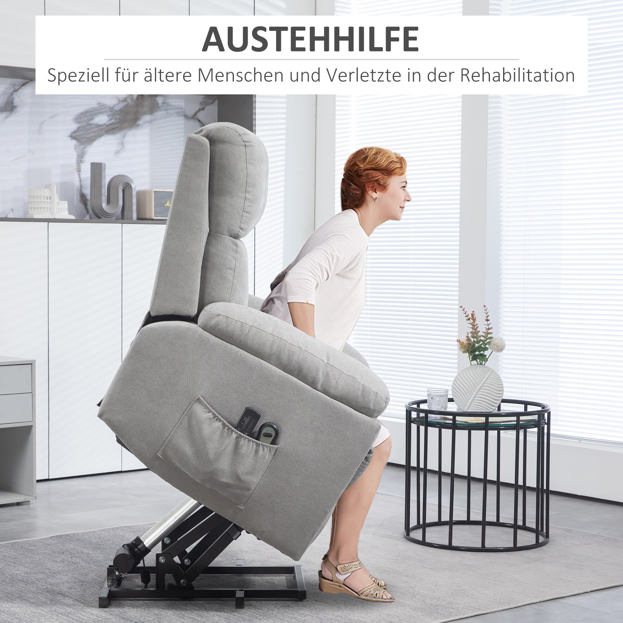 HOMCOM Elektrischer Sessel mit Aufstehhilfe grau 89L x 99B x 103H cm