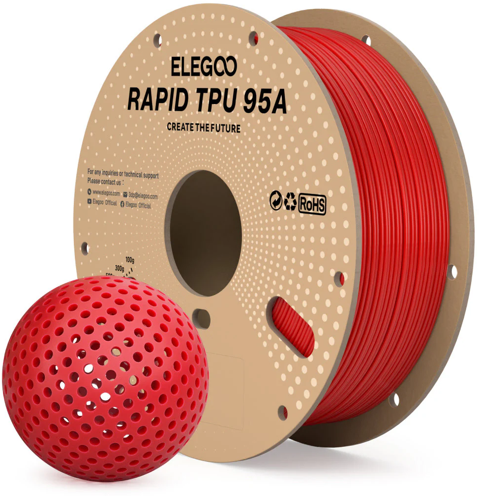 Elegoo  Rapid TPU 95A Red, 1,75 mm / 1000 g    High Speed TPU Filament in Red