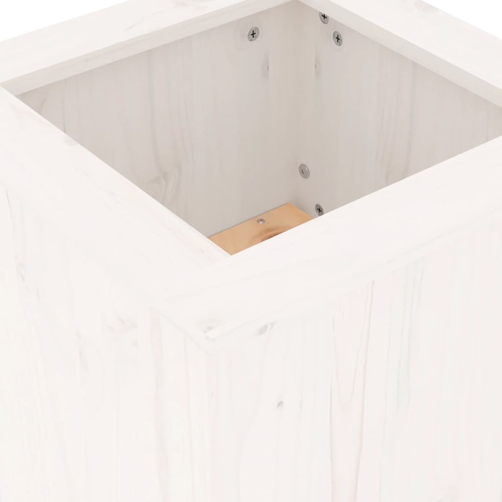 Banc avec jardinières blanc 184,5x39,5x56,5 cm bois massif pin