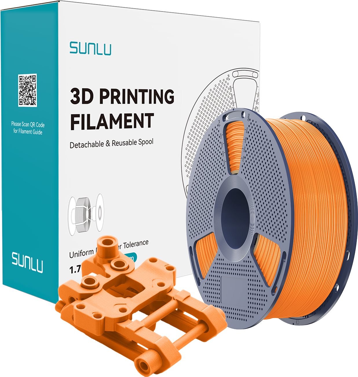 SUNLU  ABS Sunny Orange, 1,75 mm / 1000 g    Thermoplastisches Filament für den Druck von robusten Teilen in Sunny Orange