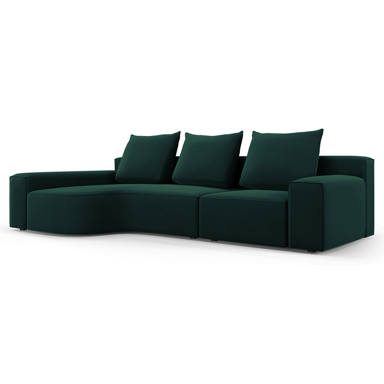 Mazzini Sofas Canapé d'angle Gauche Velours Ivy 4 Places vert foncé - 280x137x89 cm