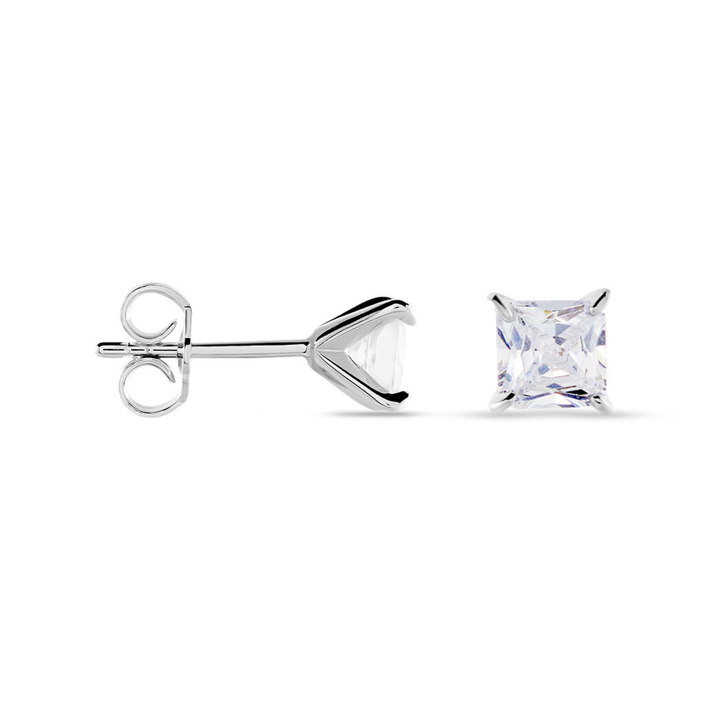 Boucles D'oreilles Puces Alys Argent Blanc Oxyde De Zirconium