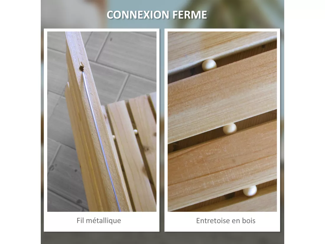 Allée chemin de jardin enroulable en lattes de bois dim. 120L x 38l cm sapin pré-huilé