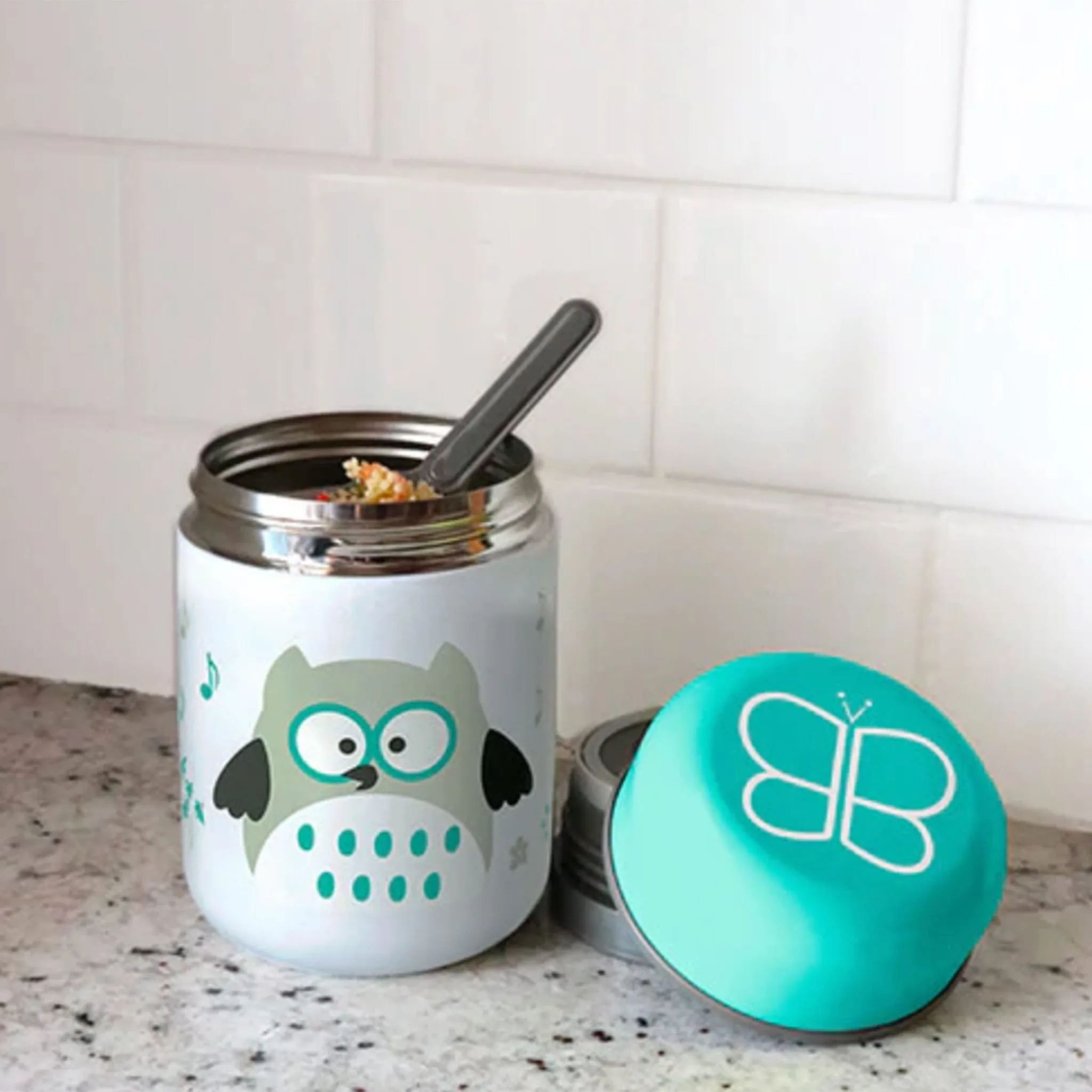 Bblüv Contenant Isotherme avec Cuillère et Bol Foöd - Aqua
