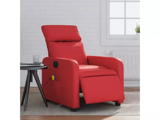 Fauteuil massant inclinable électrique rouge similicuir
