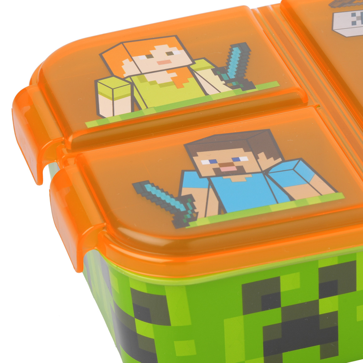 Topolino Minecraft Brotdose mit 3 Fächern grün / orange