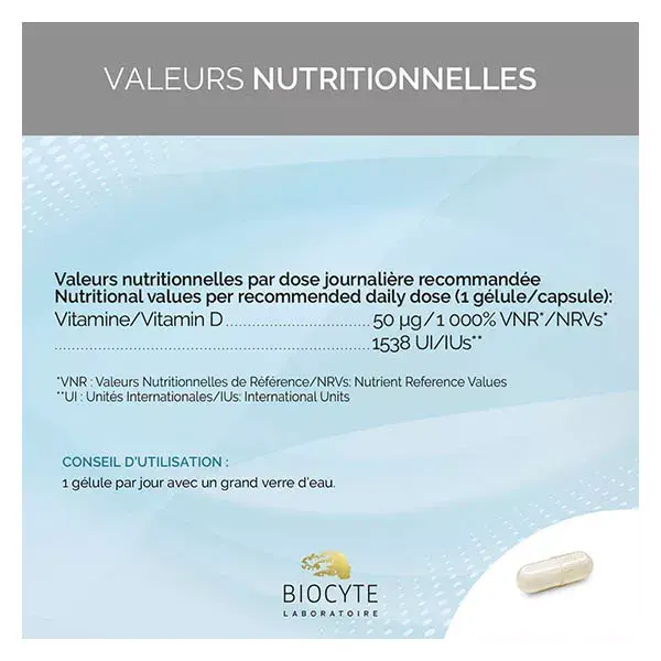 Vitamina D3 Lipossomal Biocyte - Imunidade e Manutenção Óssea - 90 Cápsulas