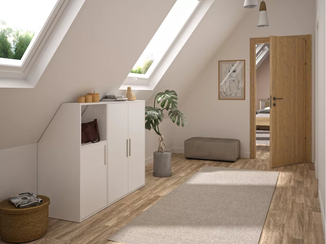 Meuble sous pente 3 portes et 1 niche - Blanc - ADEZIO