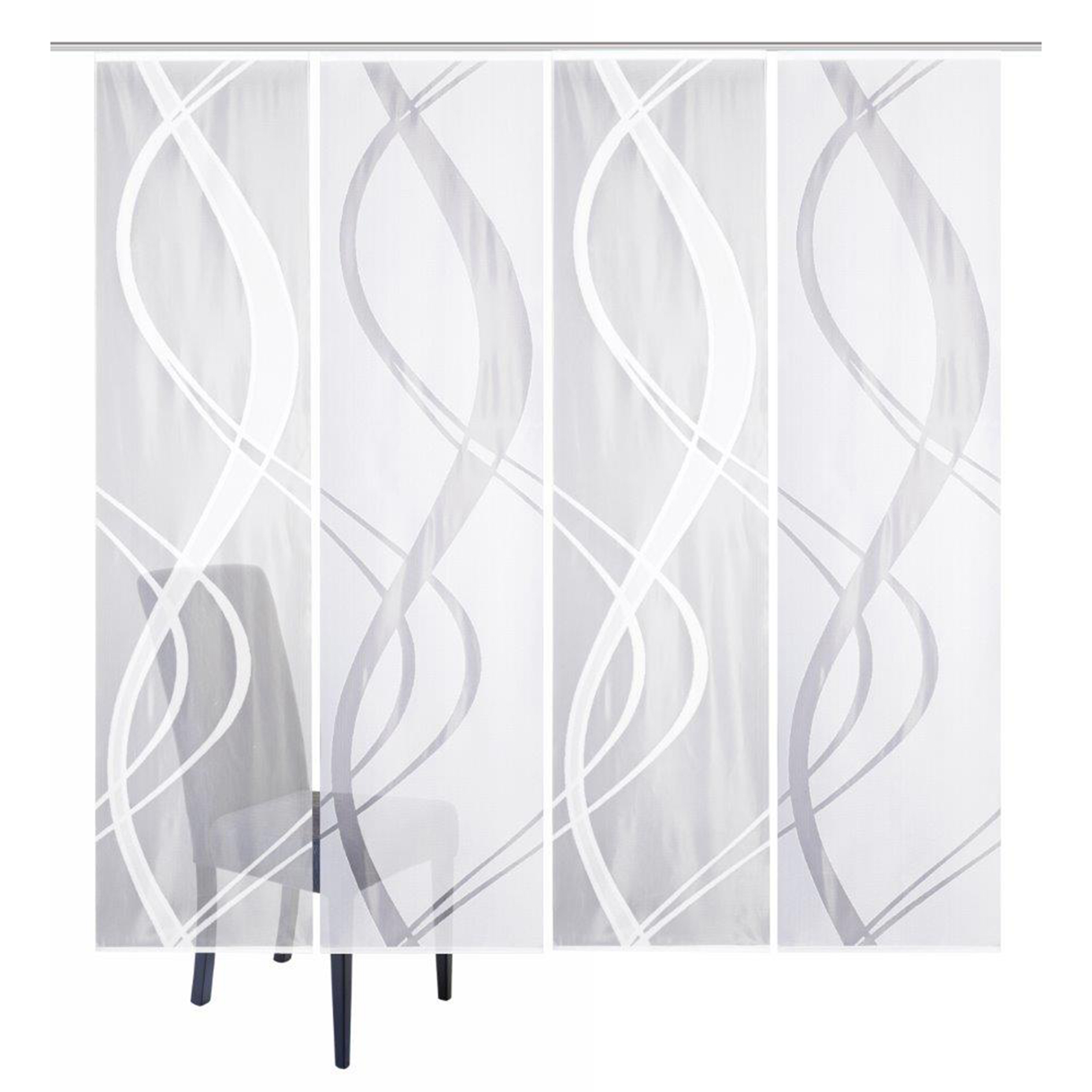 4-teiliges Schiebevorhang-Set TIBASO - transparent-weiß - je 57x225 cm