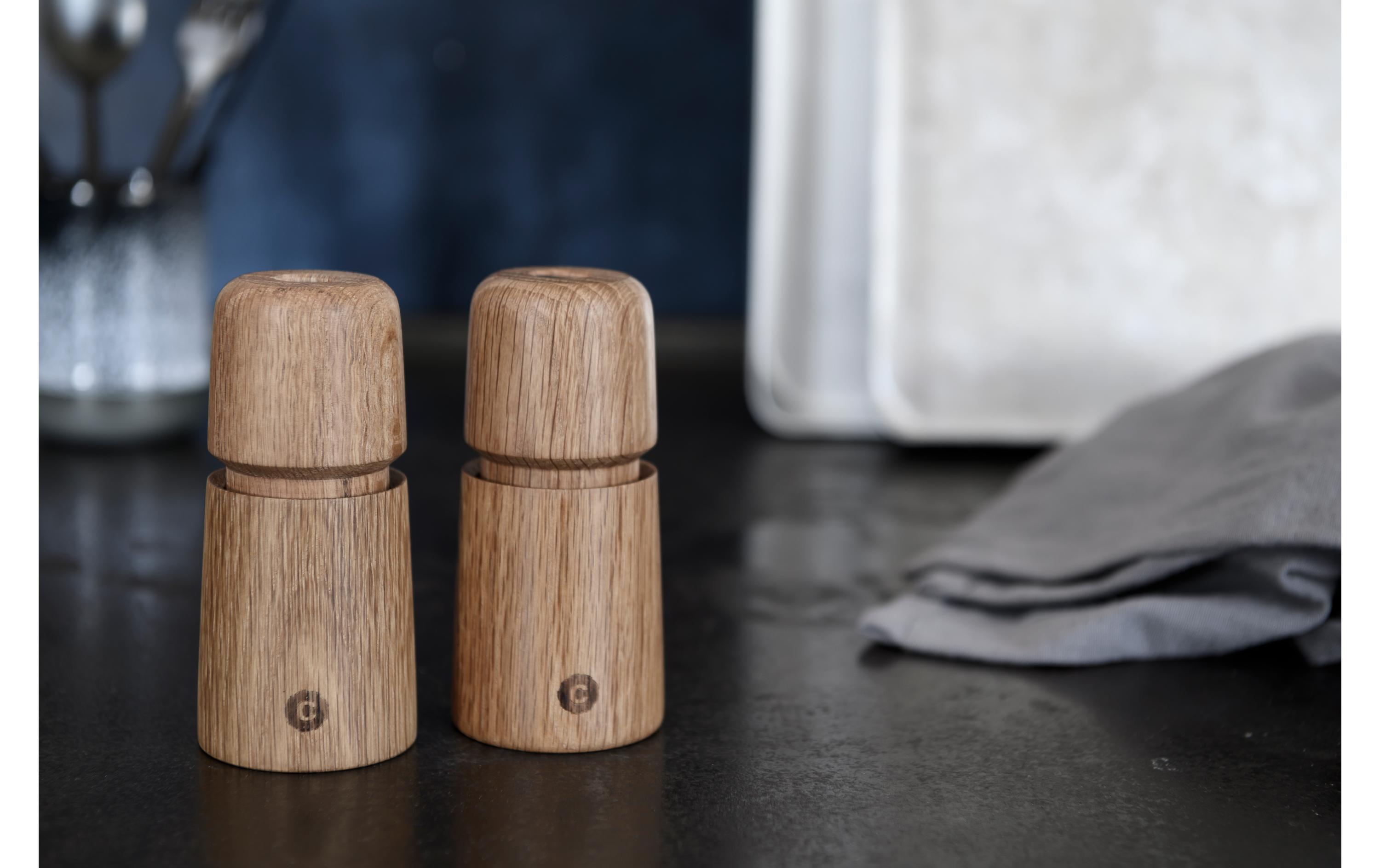 Salz- und Pfeffermühle Stockholm 2er Set, 11 cm, HellbraunGewürzmühlen Set aus Eichenholz