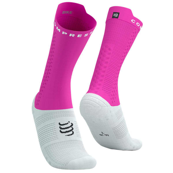 Chaussette vélo COMPRESSPORT PRO RACING SOCKS V4.0 BIKE WHITE/NEO PINK