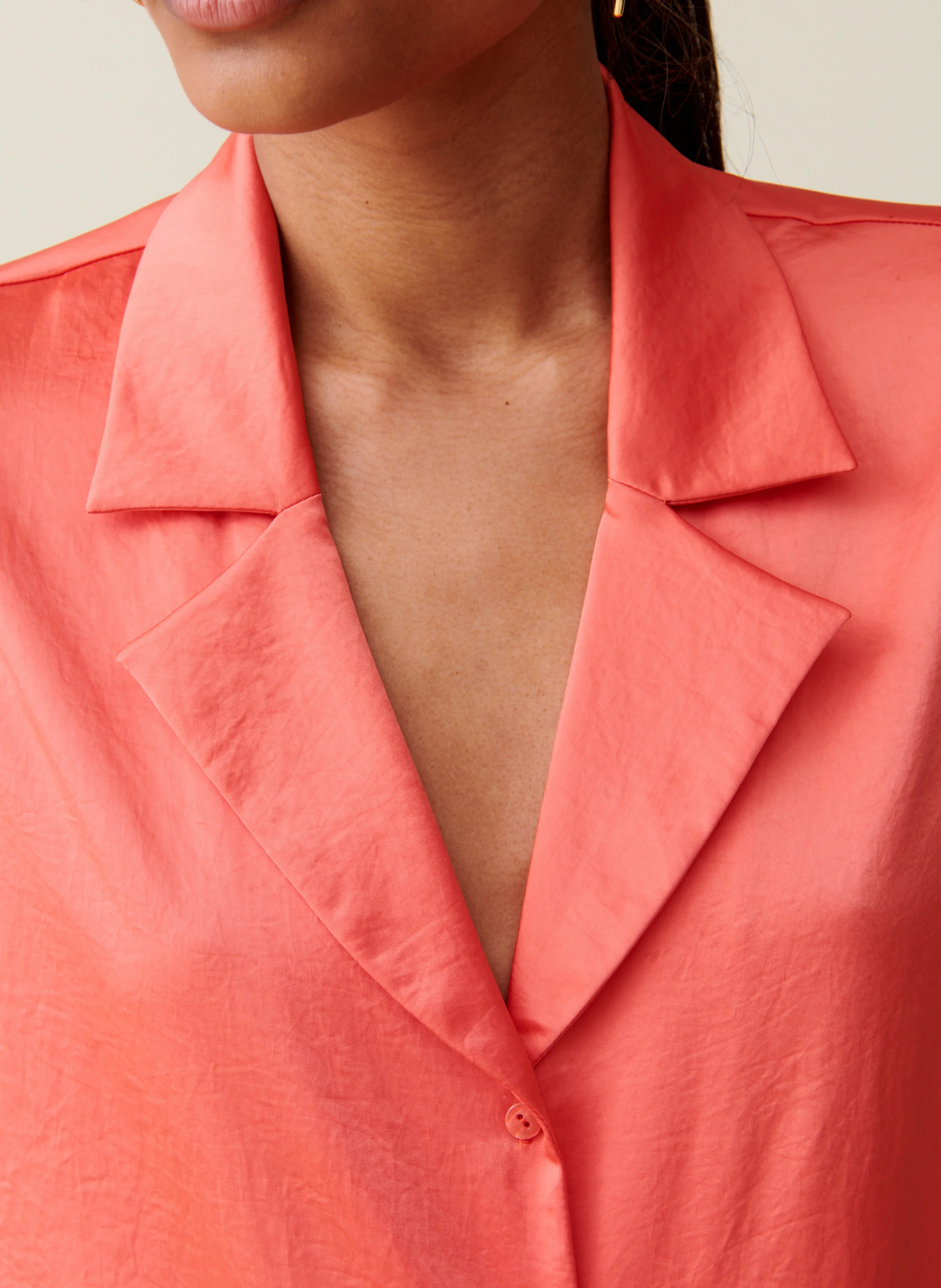 Chemise fluide col cassique satinée | Orange