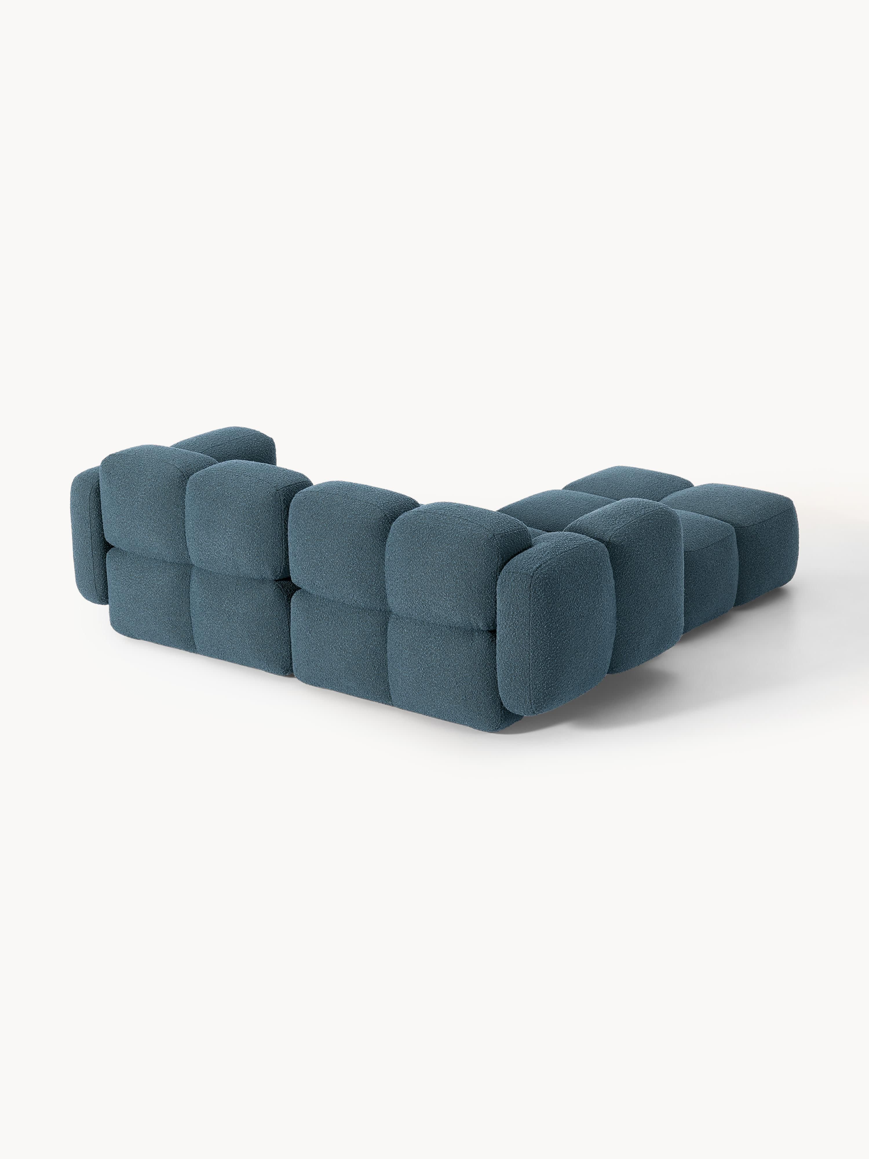 Modulaire bank Tayla (3-zits) van bouclé met poef (links/rechts)
