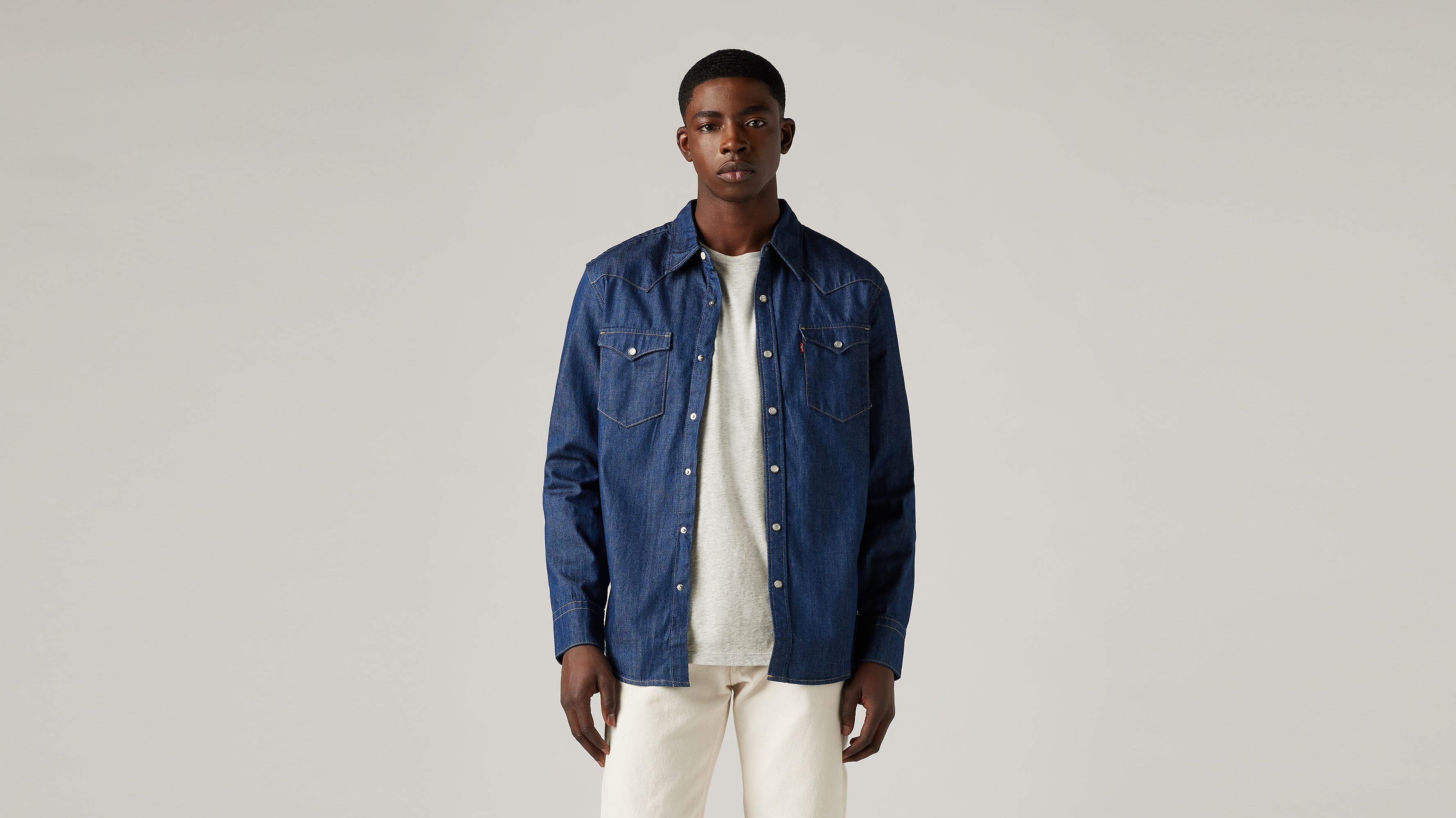 Chemise Barstow Western - Red Cast Rinse Marbled - Bleu