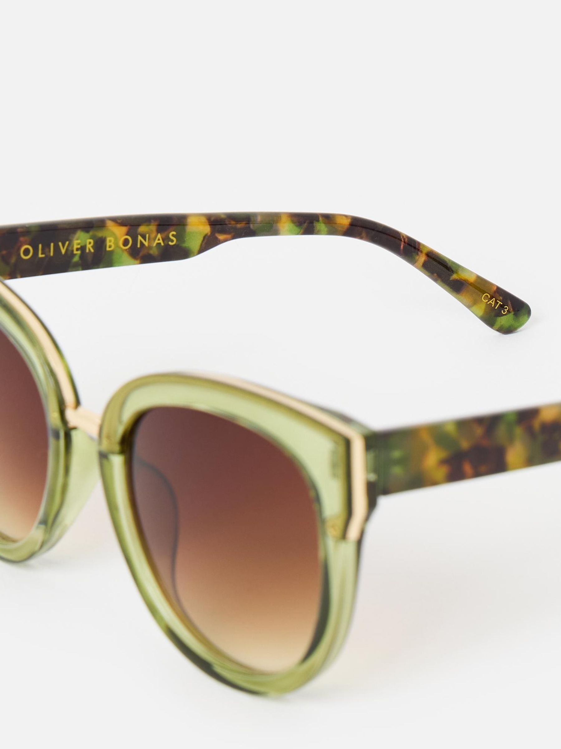 Oliver Bonas Crystal Faux Tortoiseshell Cat Eye Sunglasses