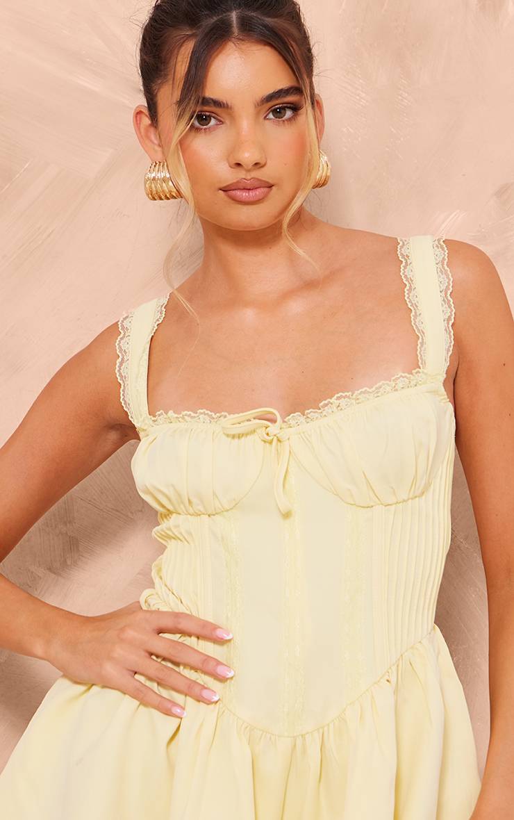 Citron Combishort Tissé À Lacets Style Corset