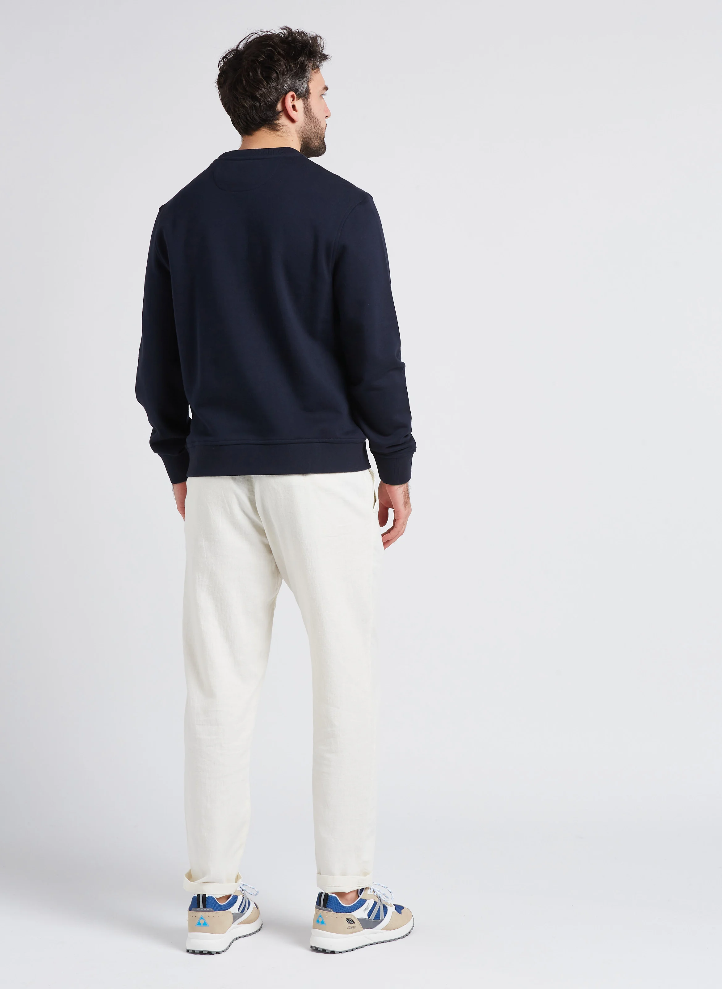 Pantalon droit en coton bio mélangé| Blanc