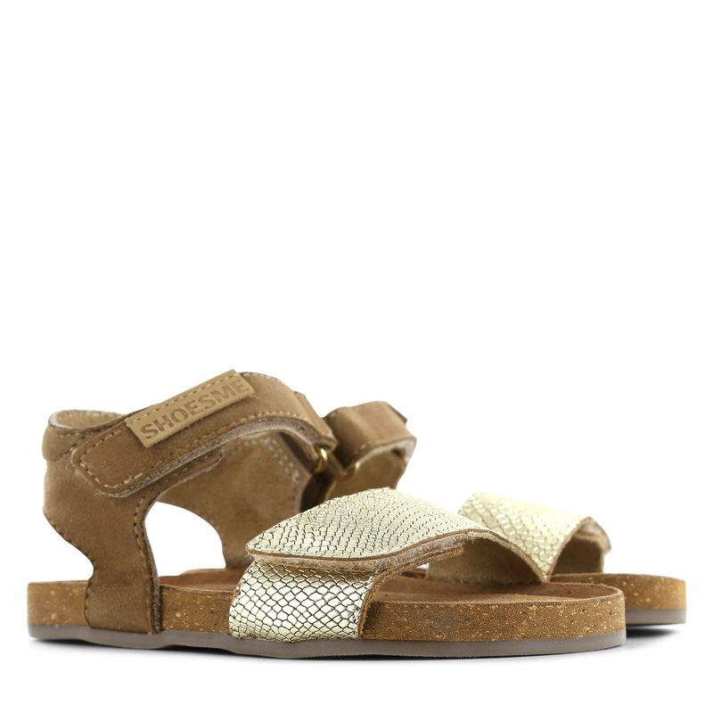 Shoesme cognacfarbene Sandale mit goldenem Riemen