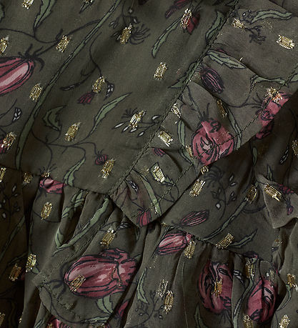 Creamie Kleid - Flower Dot - Olive Nacht