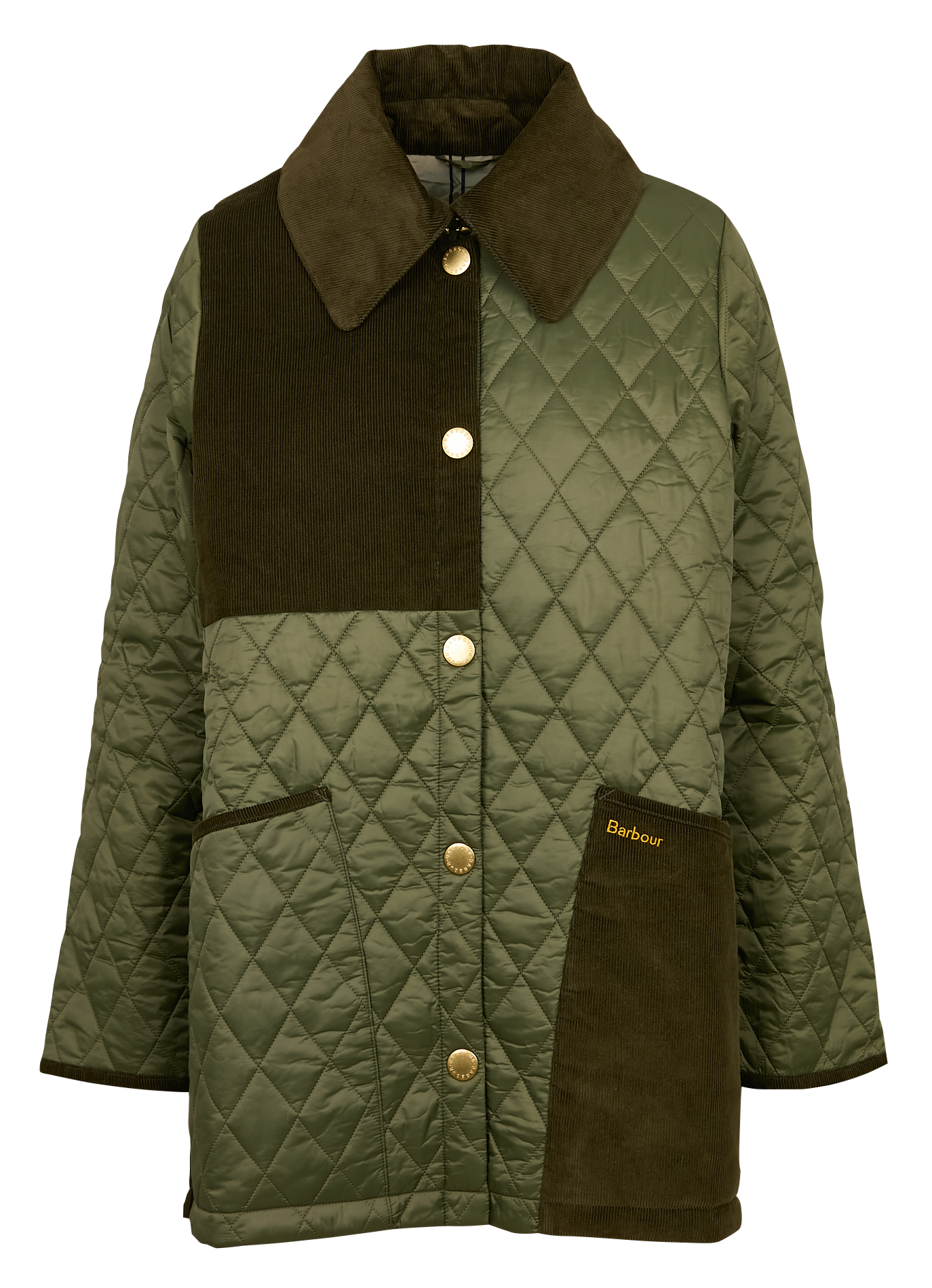 REETH - Manteau col classique droit bi-matière | Kaki