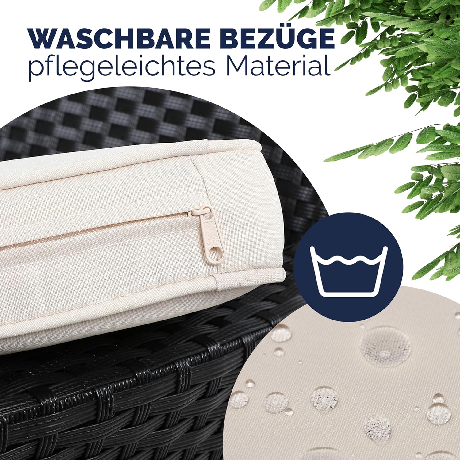 Casaria® Gartenbank Wetterfest UV-beständig Polyrattan Tisch Aufbewahrungsbox Auflagen 320kg Belastbarkeit Garten Balkon Möbel Bank 2-Sitzer Schwarz
