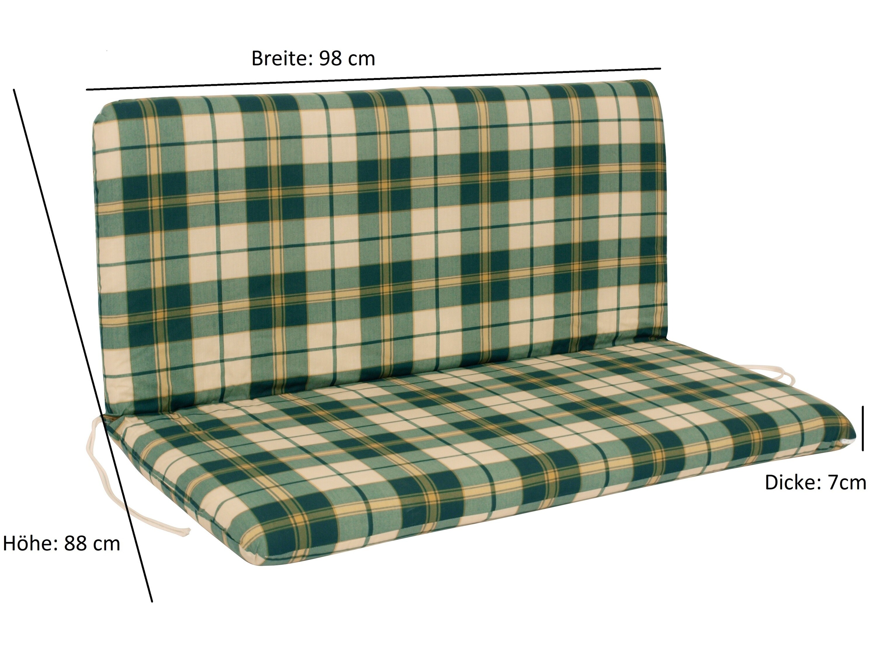 DEGAMO Auflage BOSTON für Bank 2-sitzer, grün/beige kariert