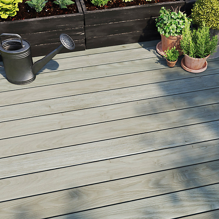 Lame de terrasse bois vert GoodHome Potomac L.240 x l.12 cm