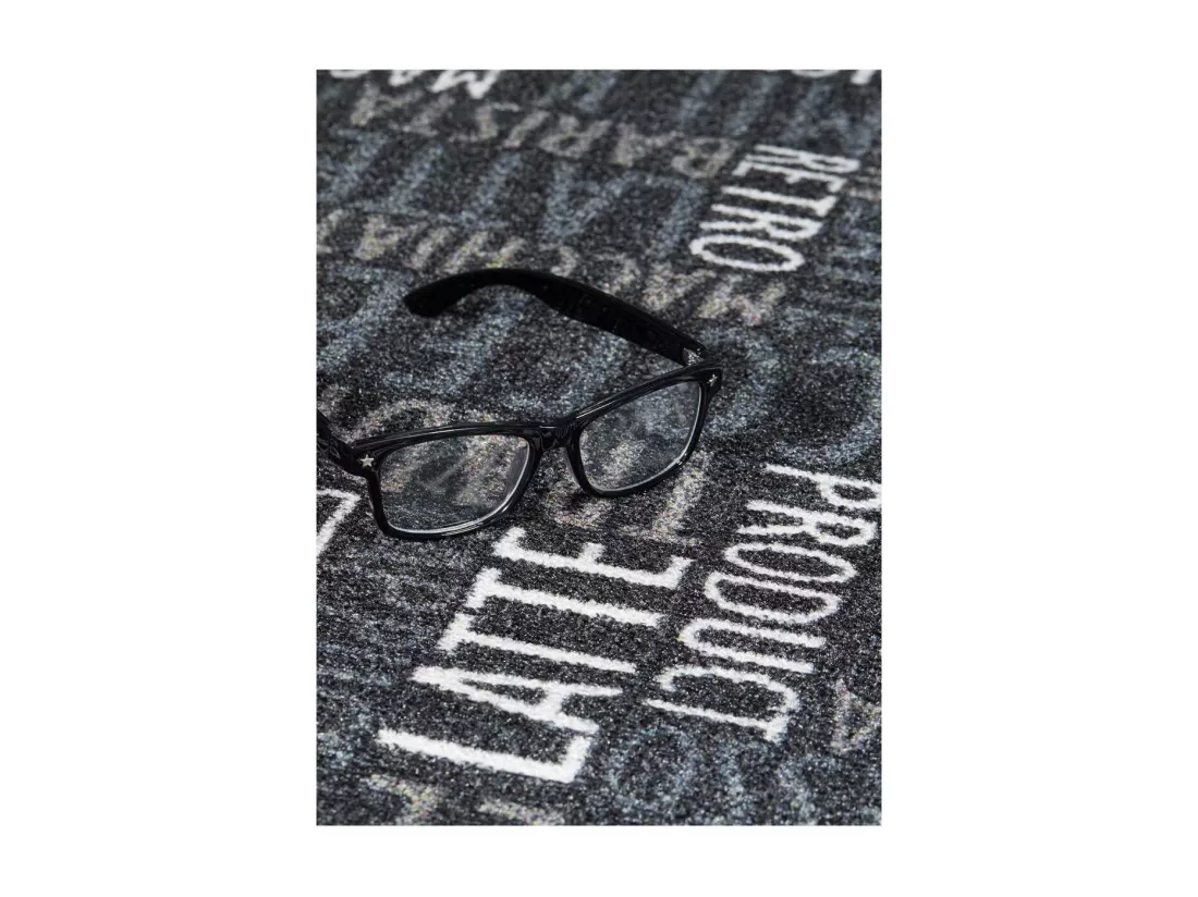tapis cuisine 67x180 gris motif texte CAFE LOVE