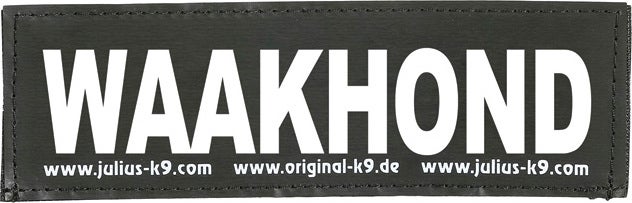 Julius K9 tekstlabel Waakhond zwart 11 x 3 cm 2 stuks