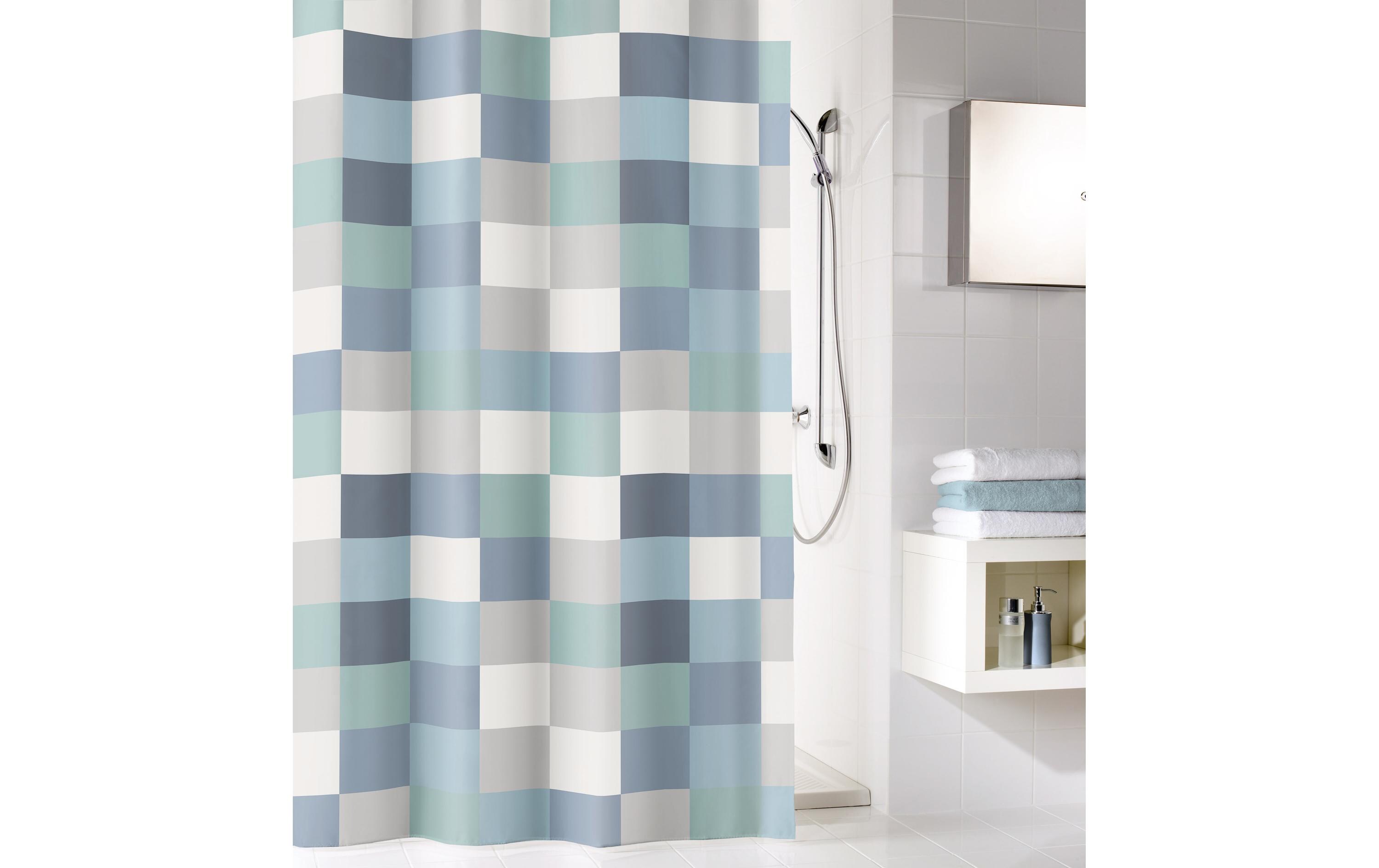 Duschvorhang Check 180 x 200 cm, Blaugrau/Grau/WeissDuschvorhang aus Polyester