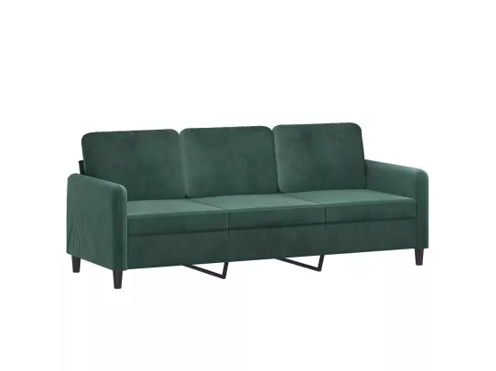 Canapé 3 places avec oreillers vert foncé 180 cm velours