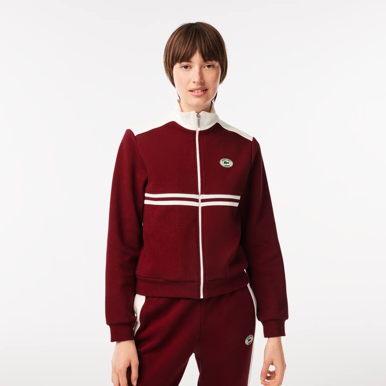 Sweatshirt zippé Lacoste x Sporty & Rich à rayures Sweatshirts - Rouge - Lacoste - Femme