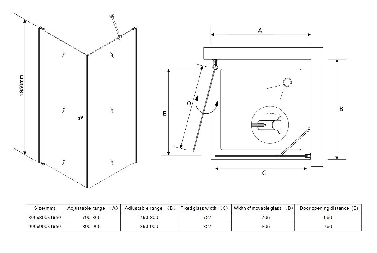Sanigoods Blinc douchecabine 90x90cm chroom