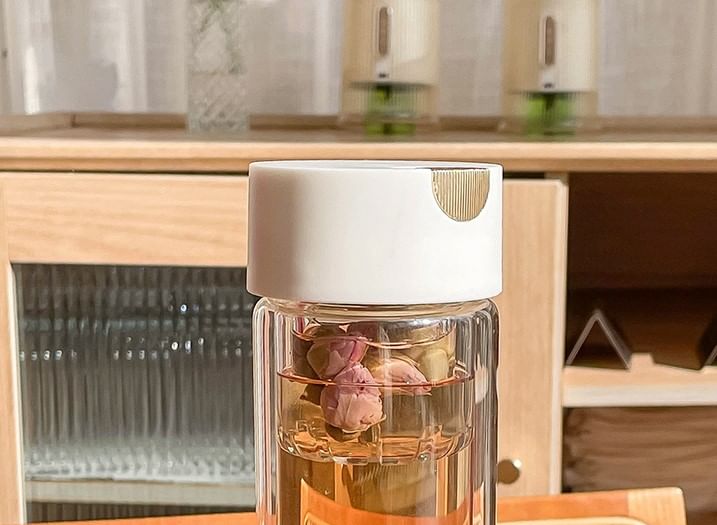 Fun House - Dubbelwandige glazen thee-infuser drinkfles (verschillende ontwerpen)
