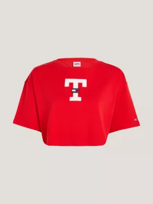 Camiseta Letterman Cropped Oversized