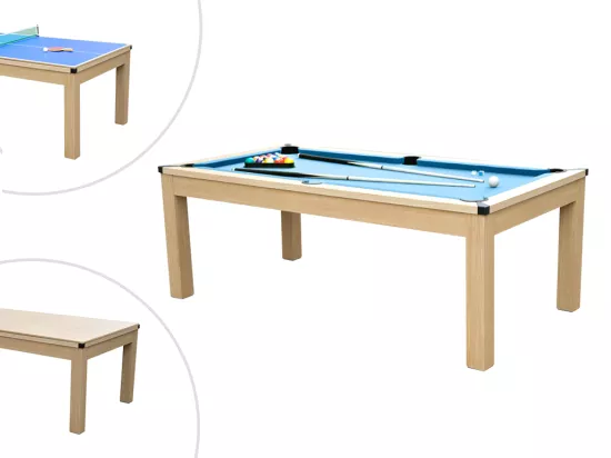 Table transformable - Billard & Ping-pong BALTHAZAR - 213*112*81.5cm - Bleu