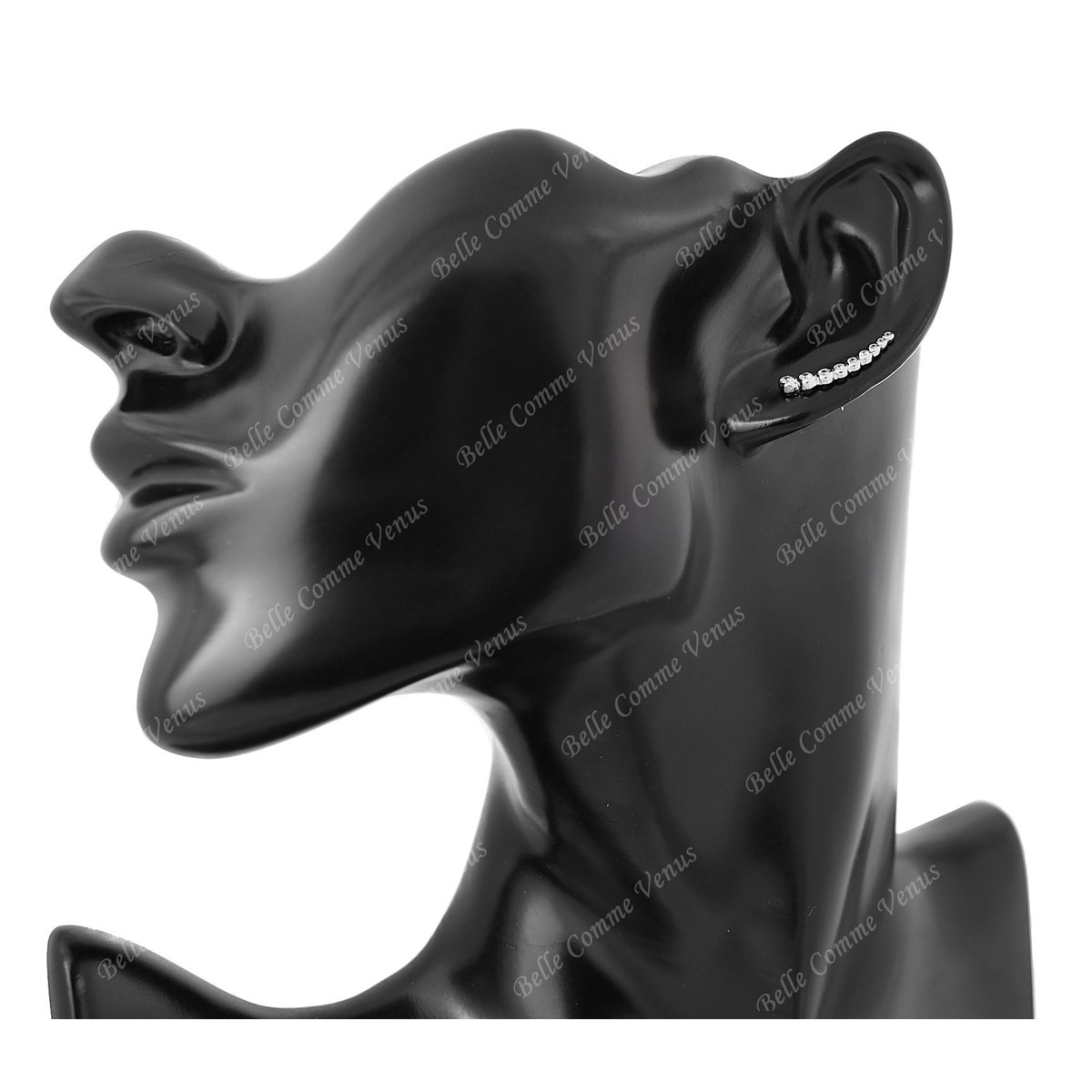 Boucles d'oreilles grimpantes contour de lobe serti d'oxyde de zirconium clos rond Argent 925 Rhodié