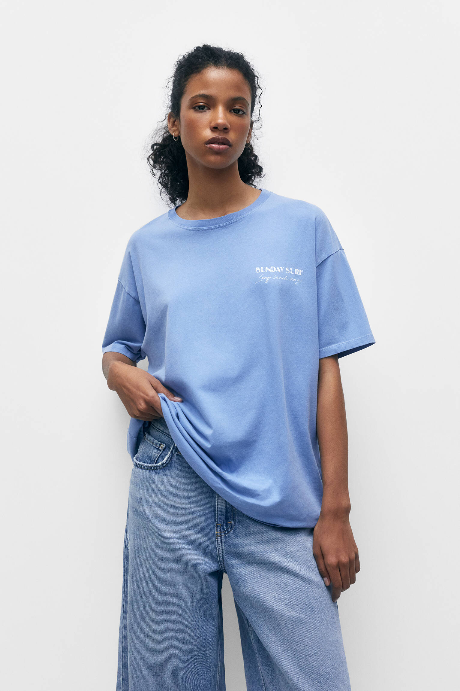 CAMISETA DE MANGA CURTA ESTAMPADA - AZUL