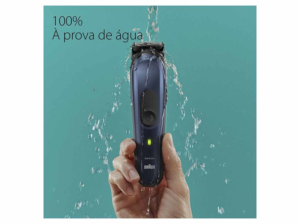 APARADOR MULTIGROOM BRAUN MGK7421 10 EM 1 PRETO/AZUL