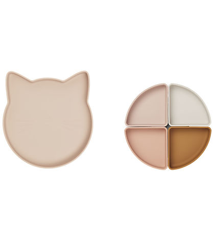 Liewood Teller - Arne - Silikon - 4 Fächer - CAT Rose Multi Mix