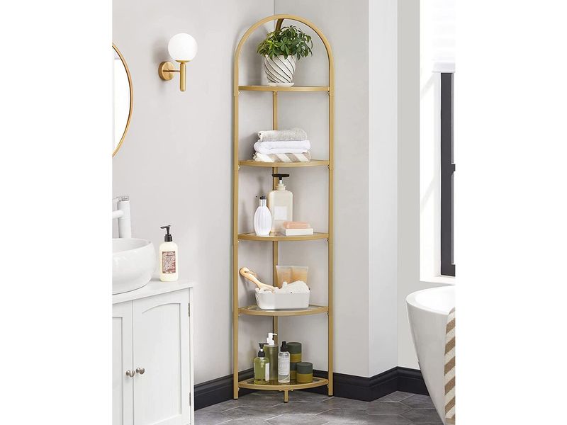 VASAGLE Regal Gold Eckregal mit 5 Ebenen