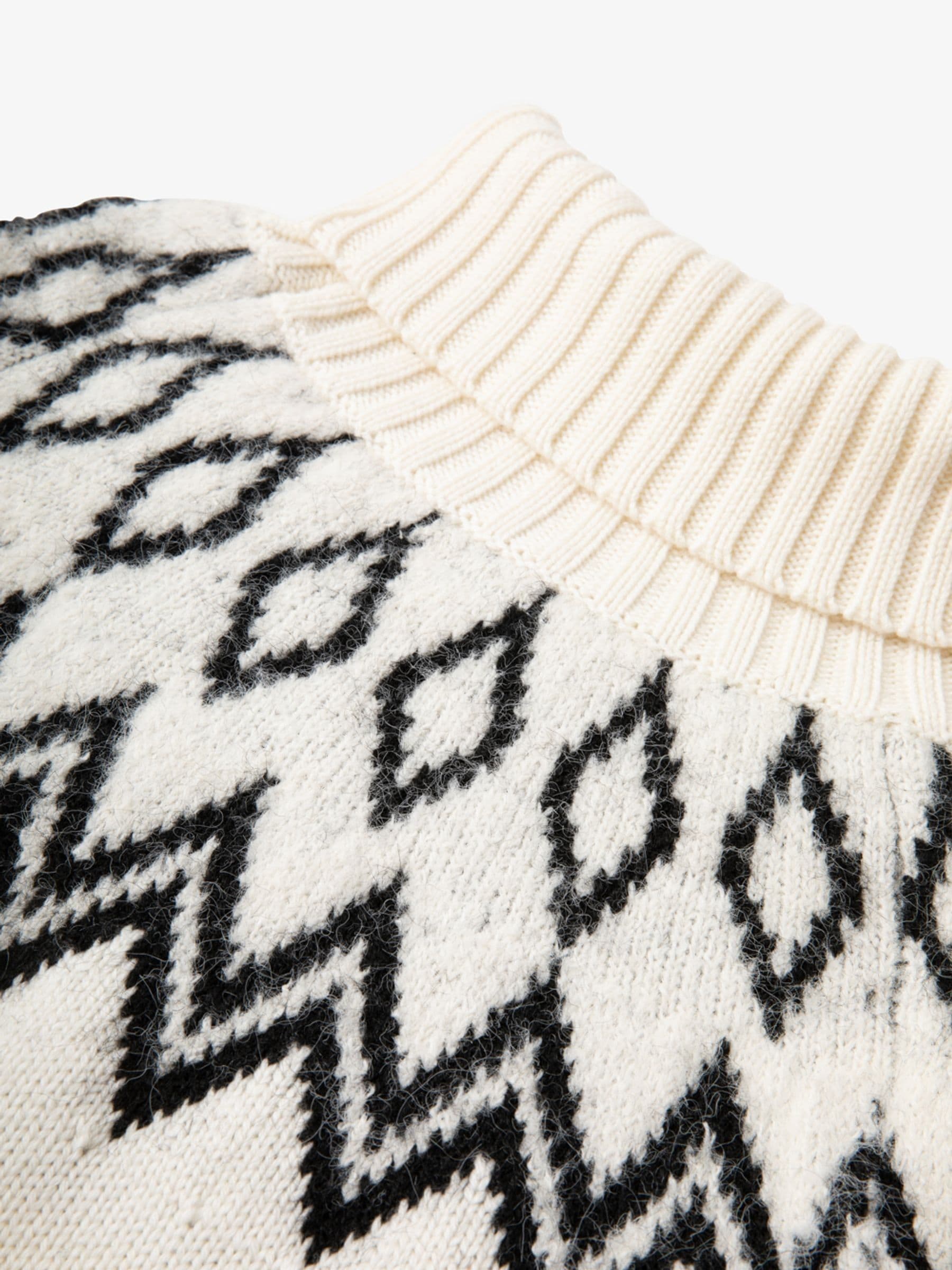 Crème - The Little Tailor gebreide kersttrui met ruitvormig fairisle-patroon